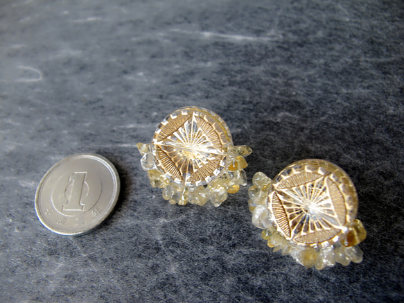 天然石黃水晶花絲耳環或耳環 第4張的照片
