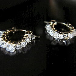 Herkimer Diamond14kgf 赫基默鑽石圈形耳環或耳環，將襯托出四月出生者的魅力才華 第1張的照片