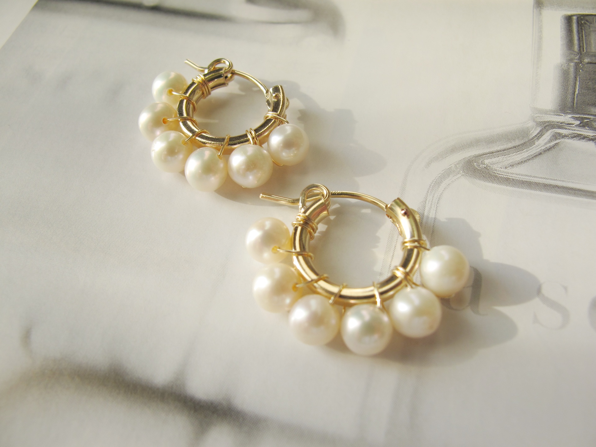 14kgf 淡水パール *6月誕生石* フープピアスorイヤリング