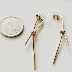 14kgf cross eternity gold string pierce ノットリボンピアスorイヤリング 5枚目の画像