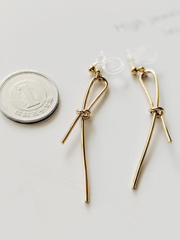 14kgf cross eternity gold string pierce ノットリボンピアスorイヤリング 5枚目の画像