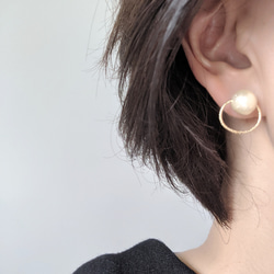 cotton pearl（grey/champagne）gold ring pierce or earring 4枚目の画像