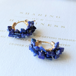 14kgf ** Lapis Lazuli ** ラピスラズリ9月誕生石 フープピアス（SV925可） 3枚目の画像