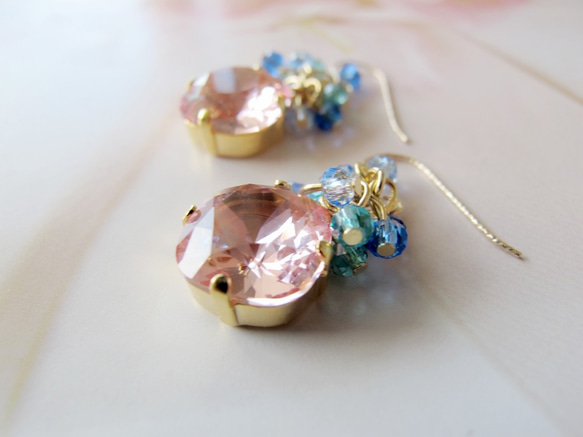 14kgf Swarovski *Spring walk* ピアスorイヤリング 3枚目の画像