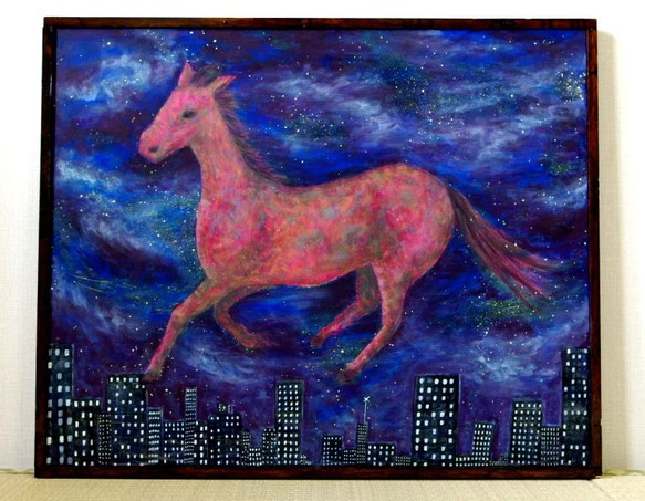原画「夜空を流るル馬」油絵キャンバス F25 83.5㎝×68.5㎝ 夜空 原画「夜空を流るル馬」油絵キャンバス F25 83.5㎝×68.5㎝ 夜空