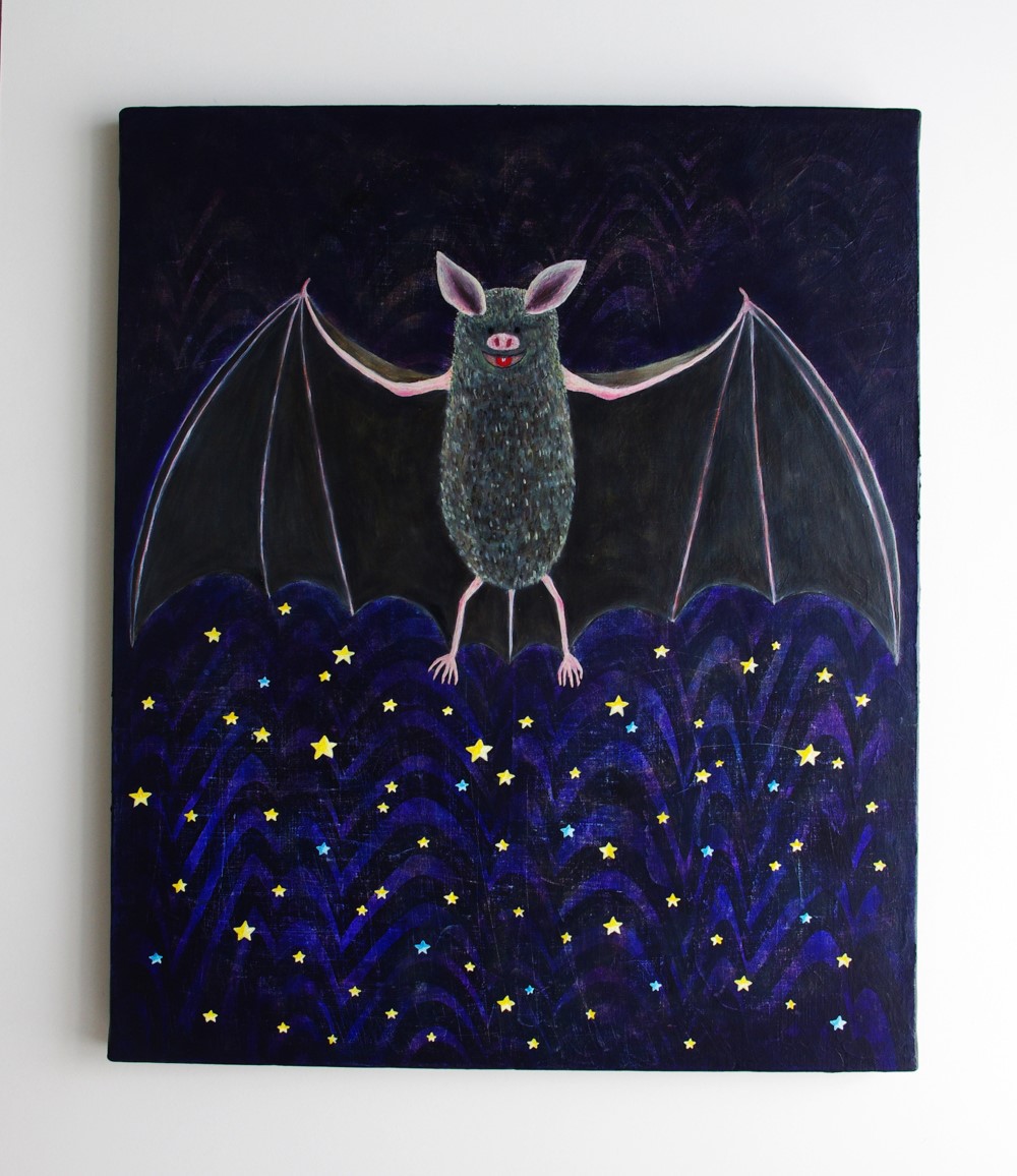 蝙蝠 コウモリ 白 蚕 創作 珍獣 動物 原画 アート 絵画 画家 インテリア 蝙蝠 コウモリ 白 蚕 創作 珍獣 動物 原画 アート 絵画 画家