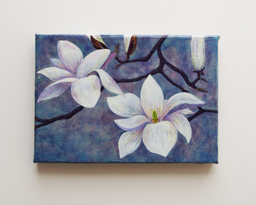 油絵 原画「木蓮」SMサイズ 花 絵画 ヒサキ トモミ 通販