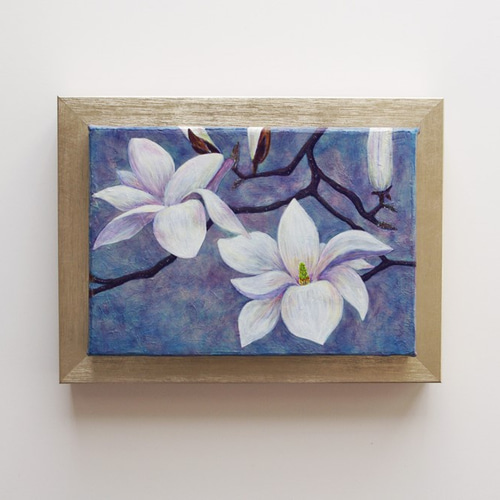 油絵 原画「木蓮」SMサイズ 花 絵画 ヒサキ トモミ 通販