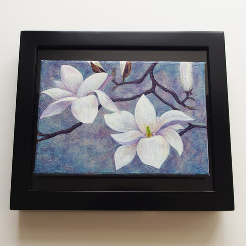 油絵 原画「木蓮」SMサイズ 花 絵画 ヒサキ トモミ 通販