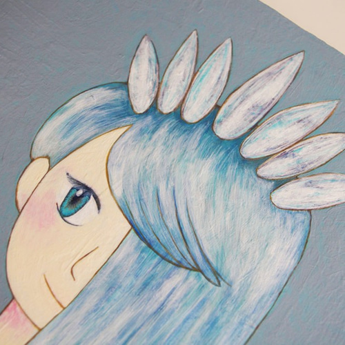 油絵 原画「北極の女王」F8サイズ シロクマ 氷山 海 絵画 ヒサキ