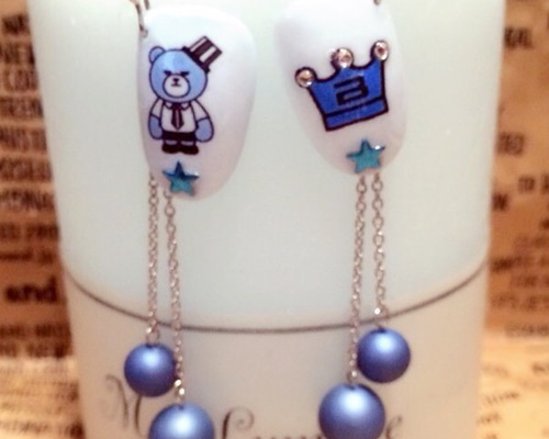 BIGBANG リメイクピアス 一覧C コットンパール × チェーン ピアス BIGBANG V.I Ver.➁ ネイルチップ