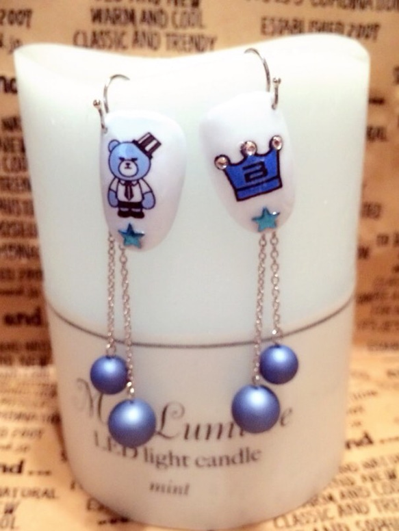 BIGBANG リメイクピアス 一覧C コットンパール × チェーン ピアス BIGBANG V.I Ver.➁ ネイルチップ