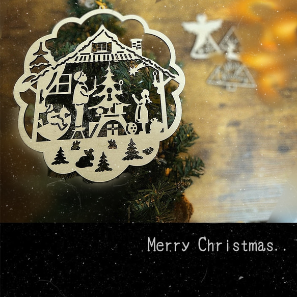 木製のクリスマスオーナメント～ツリーの装飾に♪ 1枚目の画像
