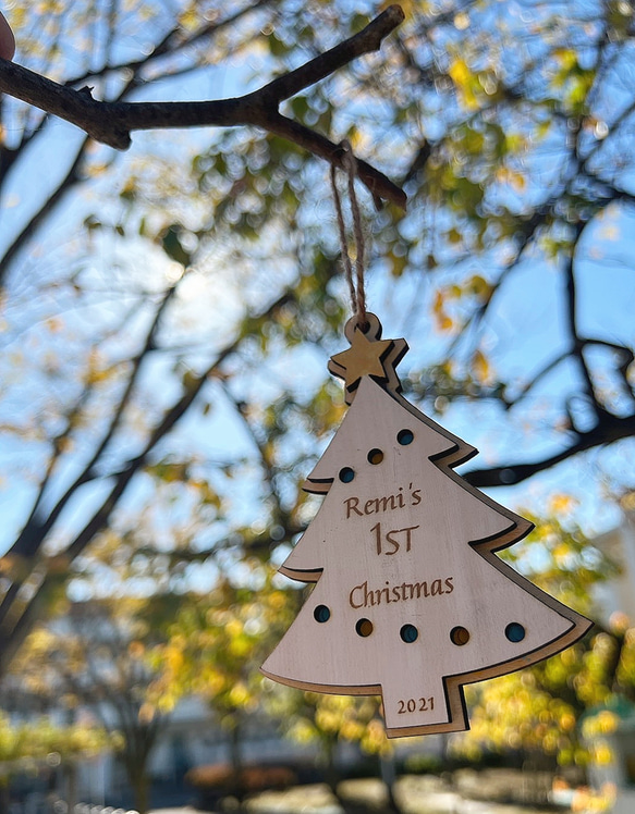 名入れ、刻印自由♪木製のツリーオーナメント(ガーランド)～クリスマスツリーの装飾に 2枚目の画像