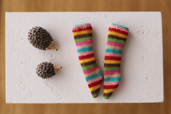 オビツ11 カラフル ボーダー ソックス 2足セット ドール用 ミニチュア