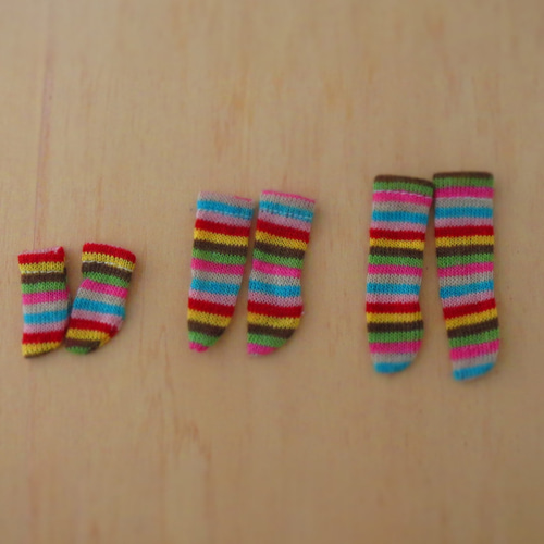 オビツ11 カラフル ボーダー ソックス 2足セット ドール用 ミニチュア