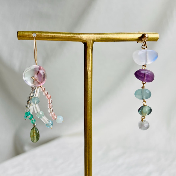 Jellyfish waltz 海月のワルツ K14gfアシンメトリーピアス