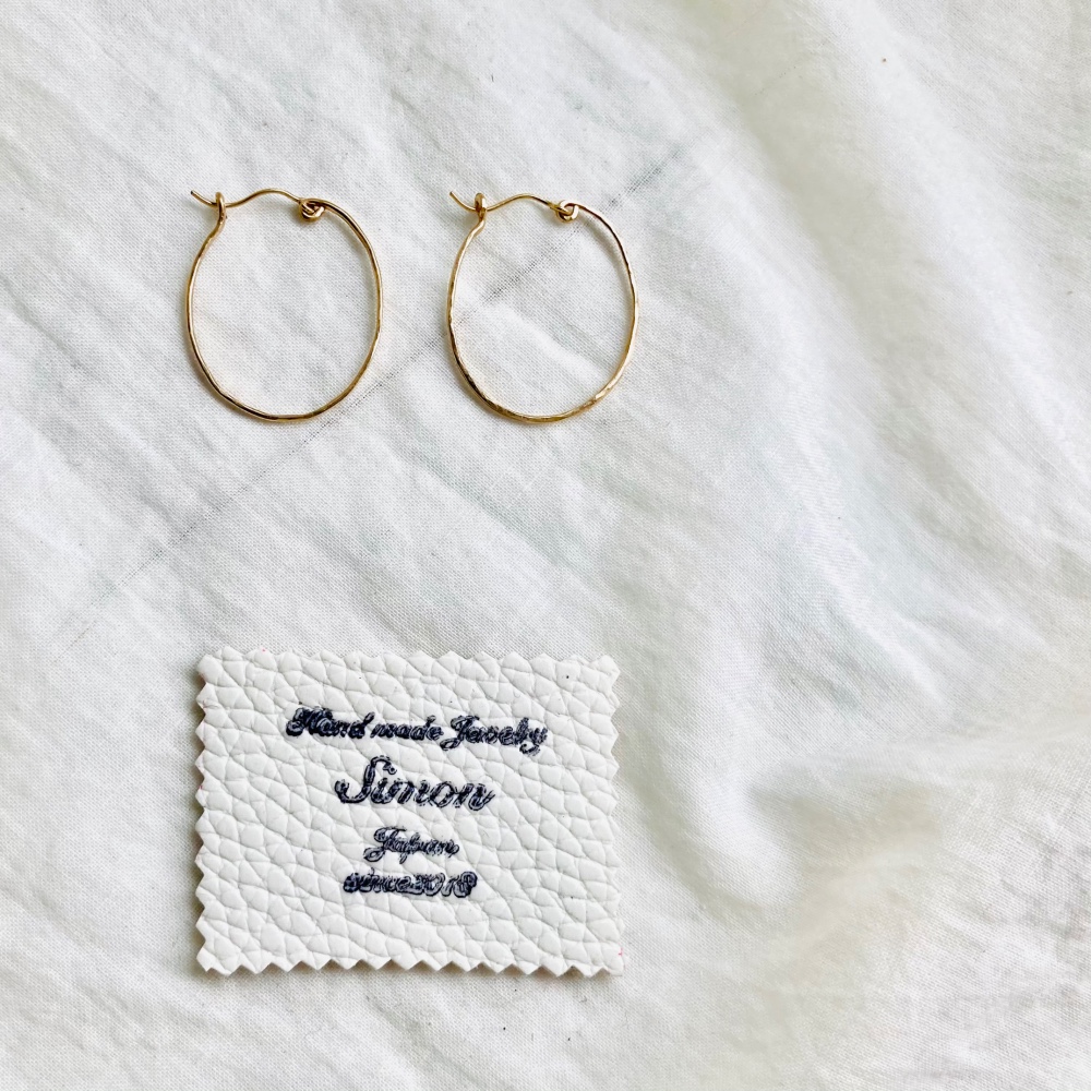 ZERO　槌目オーバル　K１４gfフープピアス