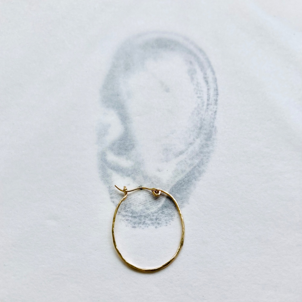 ZERO　槌目オーバル　K１４gfフープピアス