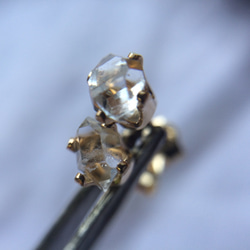 ハーキマーダイヤモンド　K14gfスタッドピアス　両耳 6枚目の画像