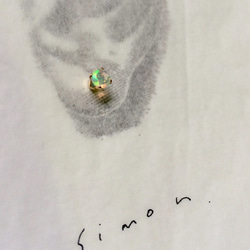 K14gf　宝石質AAAエチオピアオパール　４mm 一粒ピアス　両耳 5枚目の画像