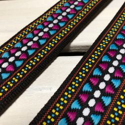 50mm太幅・斜め掛けショルダーストラップ★エスニック風柄・織り刺繍リボン極太ショルダーベルト50ｍｍこげ茶色 3枚目の画像