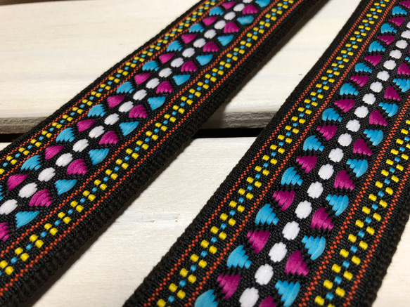 50mm太幅・斜め掛けショルダーストラップ★エスニック風柄・織り刺繍リボン極太ショルダーベルト50ｍｍこげ茶色 3枚目の画像