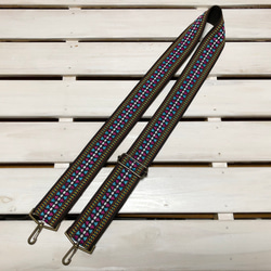 50mm太幅・斜め掛けショルダーストラップ★エスニック風柄・織り刺繍リボン極太ショルダーベルト50ｍｍこげ茶色 4枚目の画像