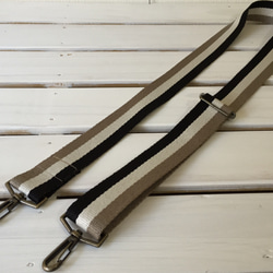 斜め掛けストラップ38mm★太ショルダーベルト★トリコロール黒白ベージュ 3枚目の画像