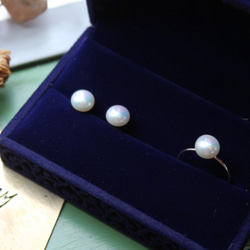 【包郵】碎花白淡水鈕扣珍珠戒指耳環可選銀925◦14kgf 第3張的照片