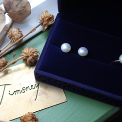 【包郵】碎花白淡水鈕扣珍珠戒指耳環可選銀925◦14kgf 第1張的照片