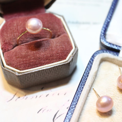 【包郵】碎花白淡水鈕扣珍珠戒指耳環可選銀925◦14kgf 第4張的照片