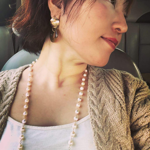 あこや本真珠90cmロングネックレス14kgf[保証書付き]クリームピンク  