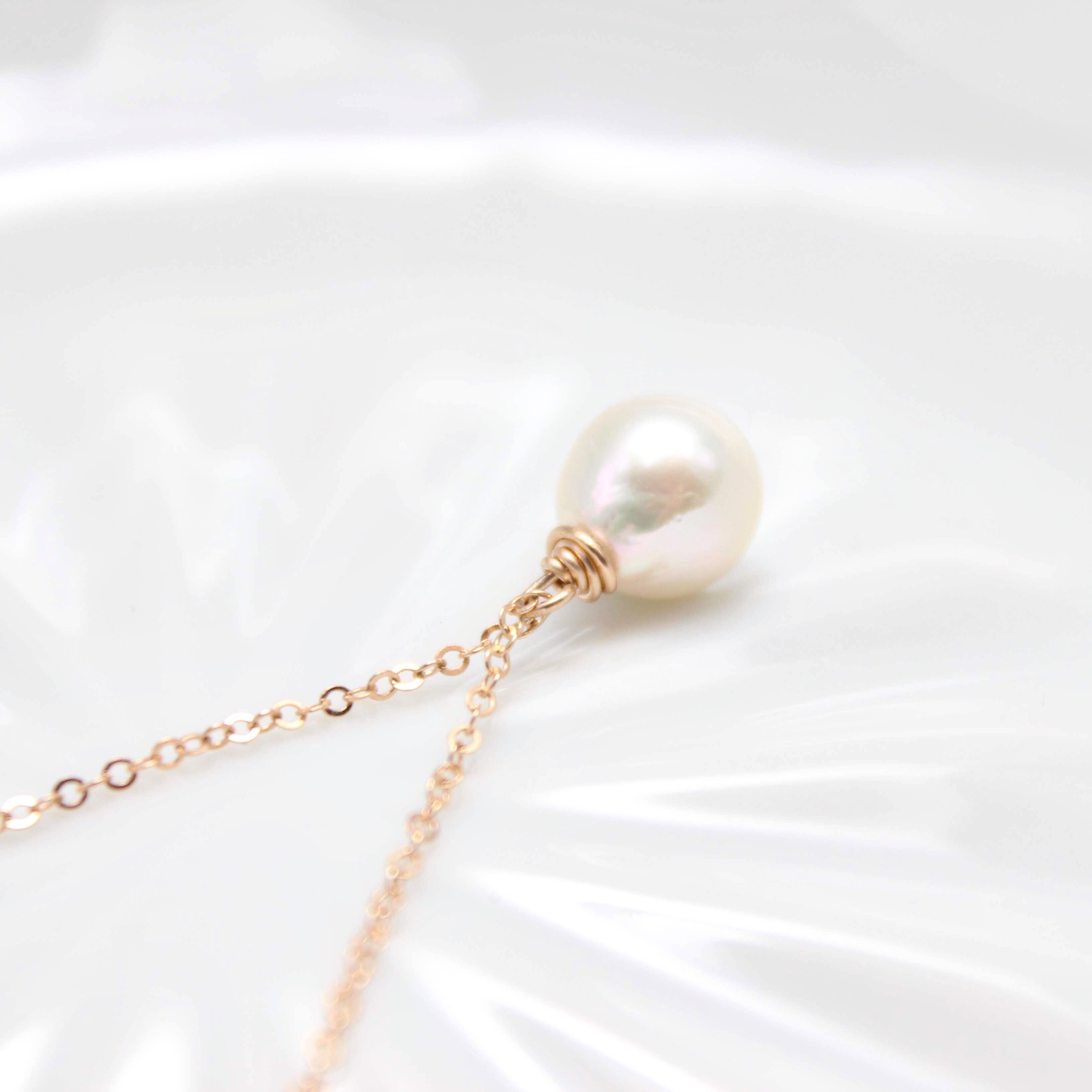 あこや本真珠一粒14kgfシンプルネックレス[保証書付き]