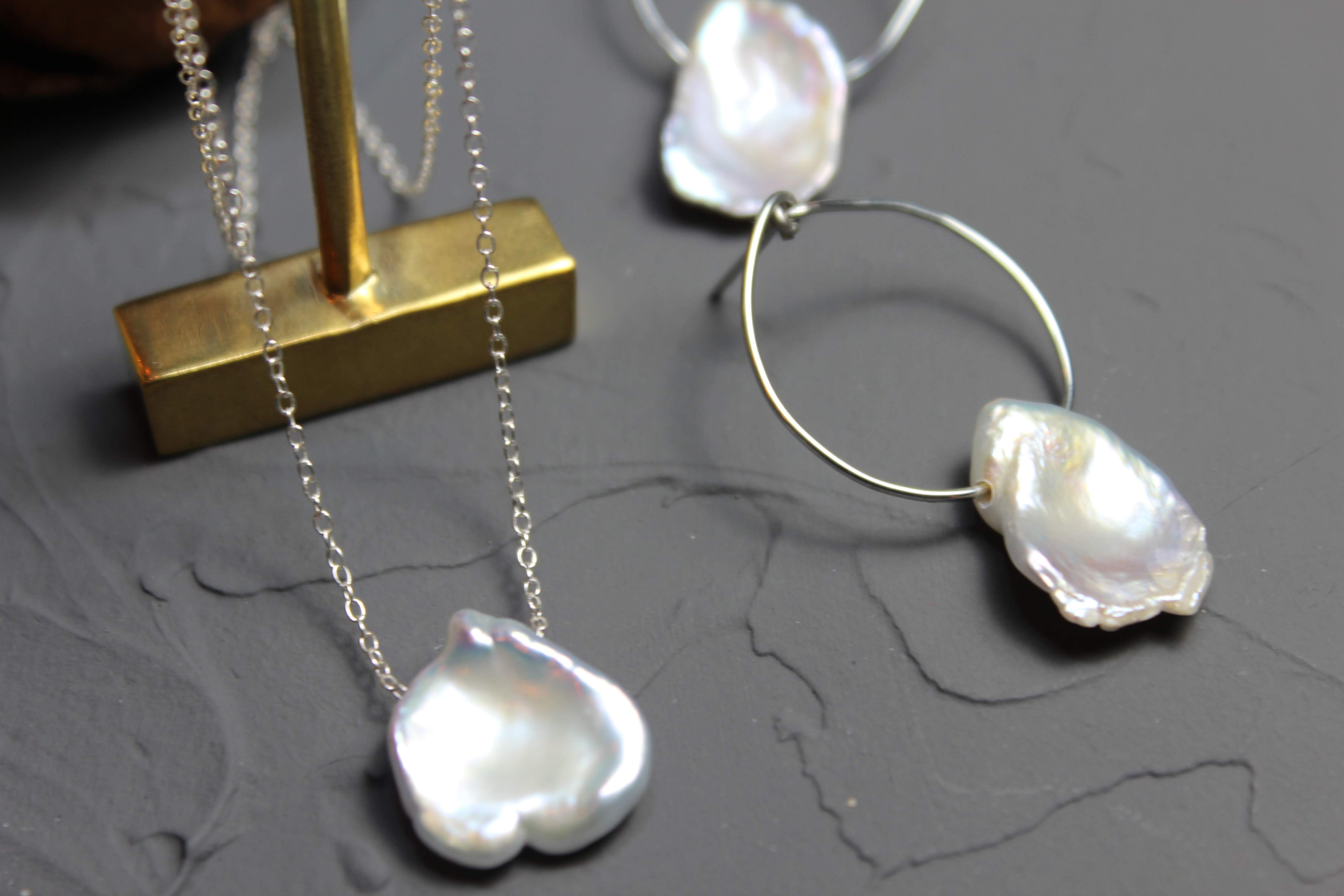 夏の福袋2022 花びら天然ケシパール「ひとひら」ネックレスとピアス選べるsilver925 14kgf 保証書付