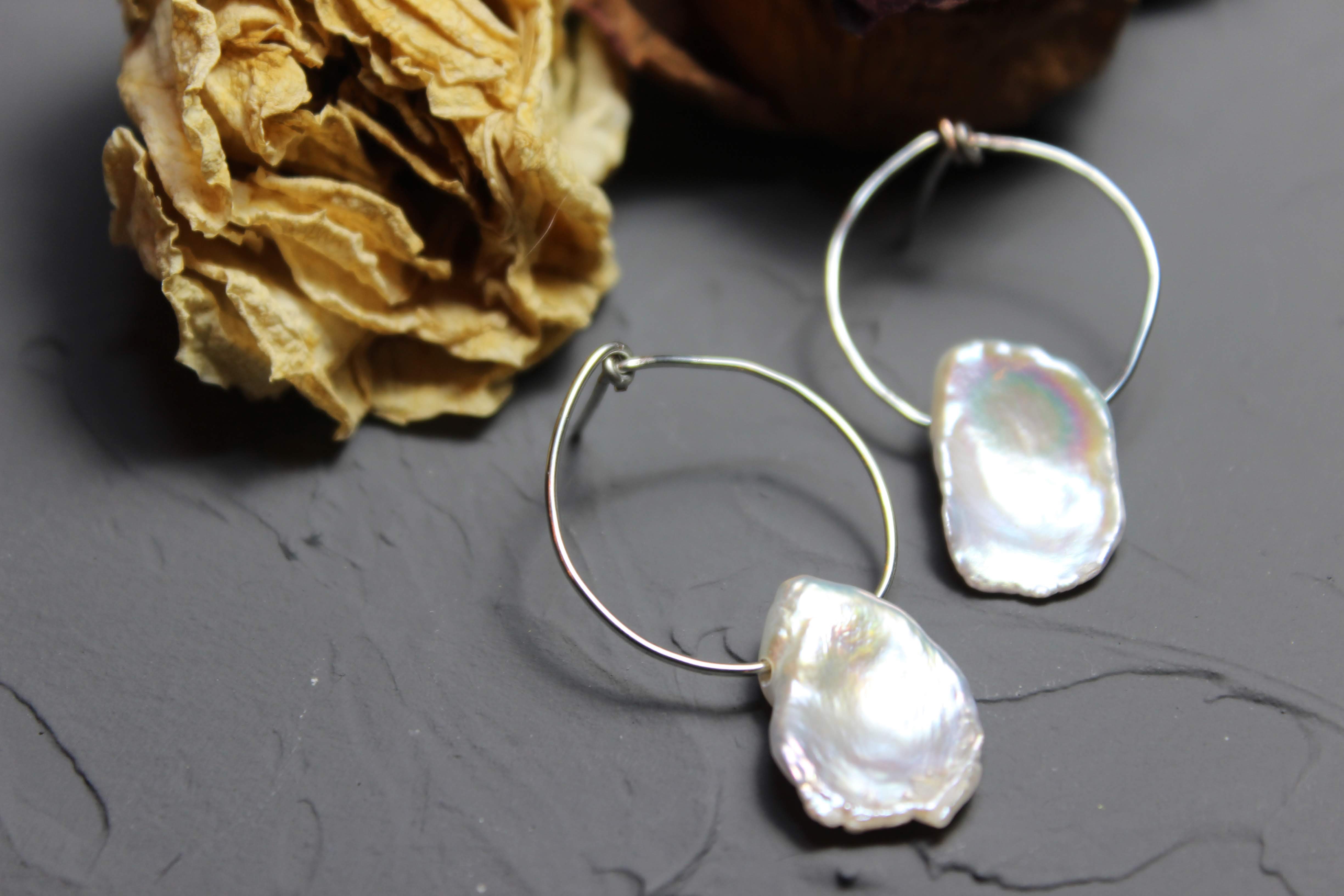 夏の福袋2022 花びら天然ケシパール「ひとひら」ネックレスとピアス選べるsilver925 14kgf 保証書付