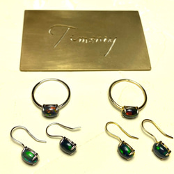 Creema Limited Free Shipping Black Opal Earrings Silver925 Engra 第2張的照片