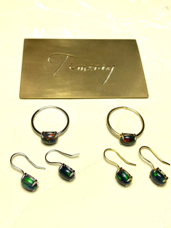 Creema Limited Free Shipping Black Opal Earrings Silver925 Engra 第2張的照片