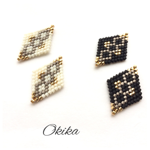 Winterビーズ ピアス《White・Black》 イヤリング