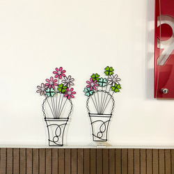 花かご　〜クローバー〜　ワイヤークラフト　アート　花　壁　飾り　ビーズ　可愛い　おしゃれ　インテリア　雑貨 5枚目の画像