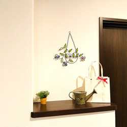 ハンキングバスケット  〜ツートンflower〜　ワイヤークラフト　アート　花　壁飾り　インテリア　可愛い　おしゃれ　 5枚目の画像