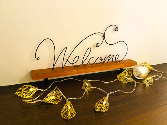 welcome　〜ビーズ〜　ワイヤークラフト　アート　壁掛け　壁飾り　シンプル　おしゃれ　可愛い　インテリア　雑貨 4枚目の画像
