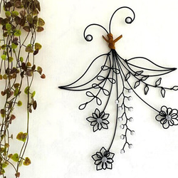 ビーズ装飾 花柄 アート作品 フレーム入り スワッグ 〜flower ビーズ〜 ワイヤークラフト アート 花 壁飾り