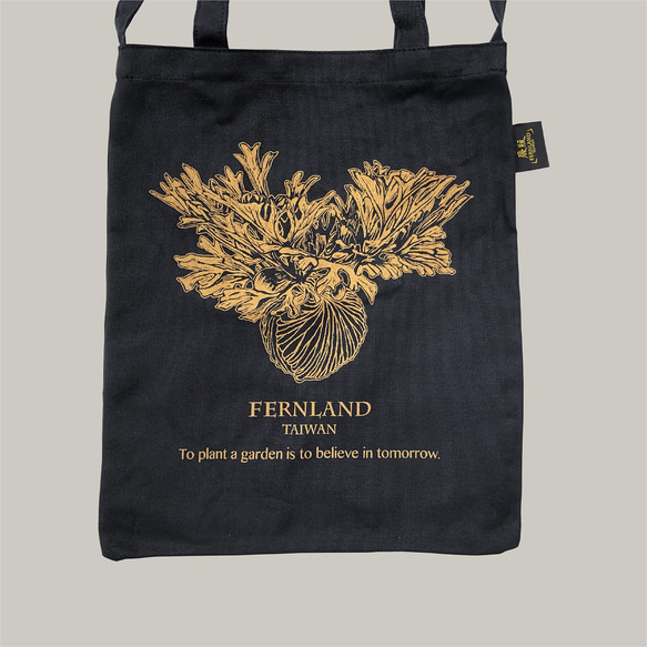 「蕨版 FERNLAND TAIWAN」純棉提袋 / 經典黑色款 / 蕨類植物 / 鹿角蕨 / 設計師版印聯名款 第2張的照片