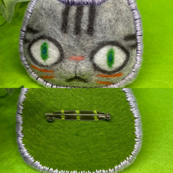 羊毛フェルト 猫のお顔 ブローチ 7枚目の画像