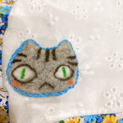 【選べるサイズ･送料無料 】洗って何度でも使える立体マスク   猫の刺繍入り(羊毛フェルト) 2枚目の画像