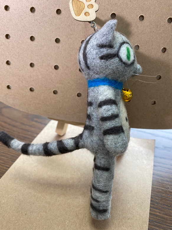 羊毛フェルトで作る猫のキーホルダー(大) 4枚目の画像