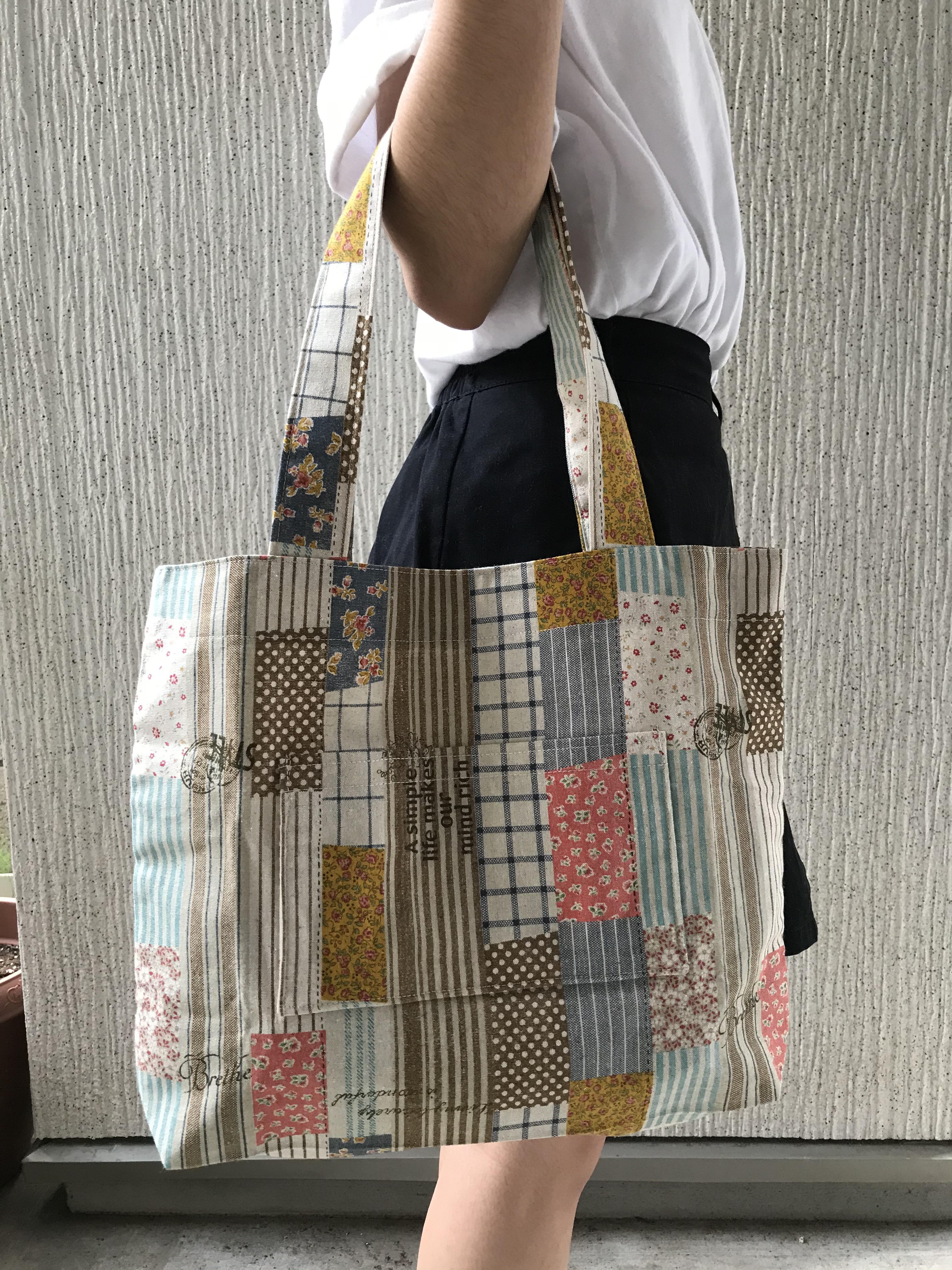 パッチワークエコバッグ⑧ L #パステルピンクミックス | a