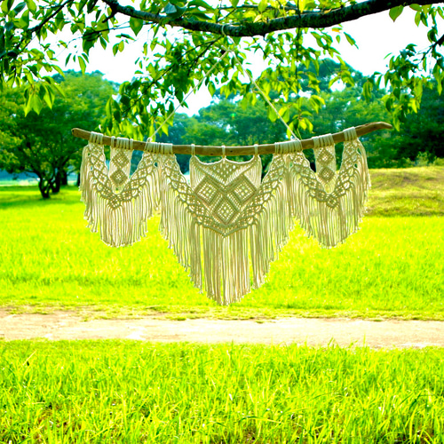 マクラメタペストリー 流木 西海岸インテリア 一点物 タペストリー  