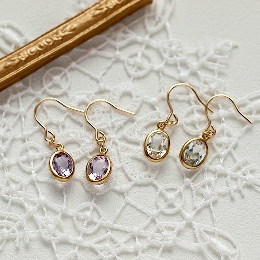 ◆完成品です◆ホワイトトパーズの天然石ピアス（14kgf）